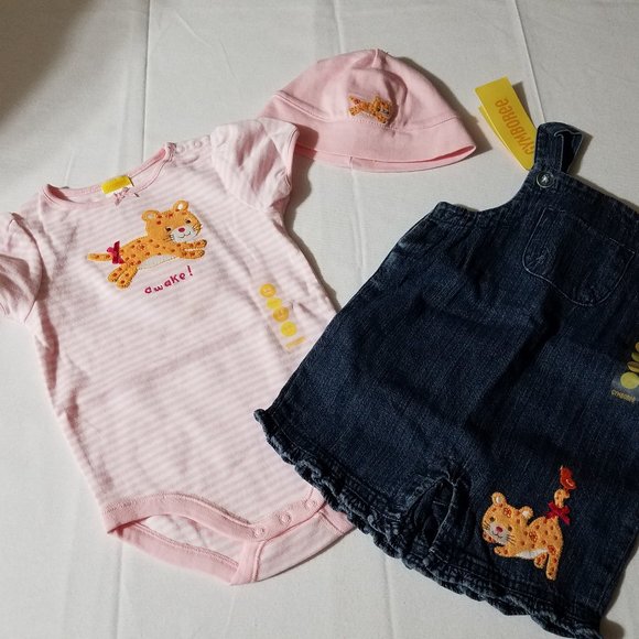 Gymboree Newborn Essentials {Jungle Parade} NWT 3-6 month overalls, bodysuit & 0